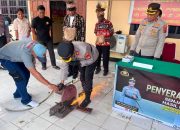 Kapolres Yapen AKBP Diaritz Felle Pimpin Pemusnahan 7 Senjata Api Rakitan dan 21 Amunisi Ilegal